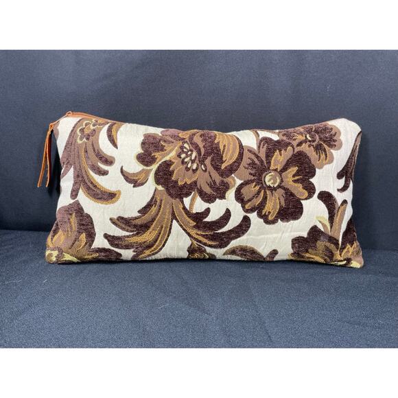 Brown & Cream Floral Bag, Handmade, One of a Kind, Created with Designer Fabric - Picture 2 of 7